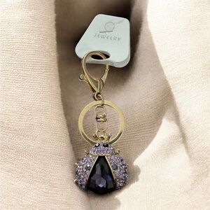 Purple Ladybug Keychain/bag charm with Rhinestones new